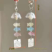 2pcs Dreamlike Goldfish Wind Chime Beaded Ornament, Small Fish Bead Decorative Hanging Accessory, Suitable For Bedroom, Yard, Garden, Phone, Bag Decoration