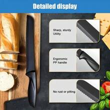 TAIMASI 19pcs Premium High-Carbon Stainless Steel Knife Set - Includes Chef Knives, Bread Knife, Scissors & Sharpener With Storage Block | Rust-Resistant Kitchen Essential For: • Labor Day Backyard BBQs • Thanksgiving Dinner Prep • Christmas Gift For Home Chefs • New Year's Culinary Upgrades - 黑色 - 查看 6