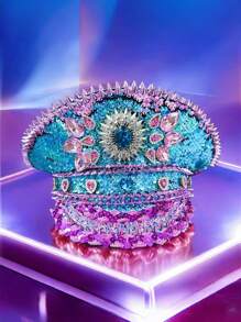 1 pieza Sombrero de capitán con strass estilo steampunk y lentejuelas, adecuado para todas las estaciones: Festival Burning Man, festivales de música, desfiles, carnavales, discotecas, bares, bailes de máscaras, clubes nocturnos, cosplay, Navidad, fiestas de solteros, 4 de julio, Año Nuevo, celebraciones, festivales, accesorios de playa
