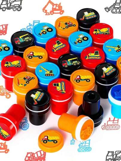 10Pcs RandomStyle Construction Trucks Stampers Construction Party Favors Truck Party Favors Self Inking Stamps Classroom Rewards Party Treat Goody Bag Stuffers For Kids Birthday Party Supplies