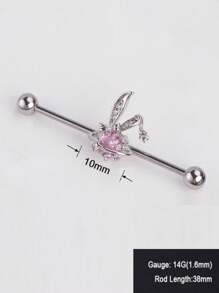 1 Stück Titan-Stahl Ohrknorpel Piercing Schmuck, rosa Schmetterling, Herz, Zirkonia Stern, Buchstabe, Hase, Engel, Pfirsich Herz Charm