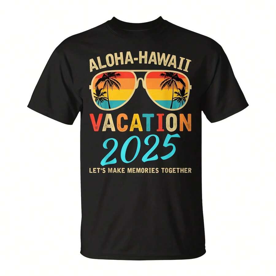 Aloha Hawa Family T2025 Making Memories Vation TT-Shirt - 黑色2 - 查看 1