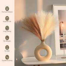 6/9 Pcs Artificial Pampas Grass Decor 17 Inch Boho Decor, Pampas Grass Flower Arrangement And Vase Filler, Natural Small Fake Pampas Grass, Artificial Fake Flowers Fluffy For Arch Decor Farmhouse Home Wedding Decor