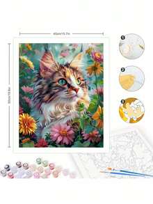 Paint By Number For Adults Beginner, DIY Gift Canvas Painting Kits, Cute Cat Oil Painting Kit, DIY Paint Adult Crafts For Gift Home Wall 16x20inch