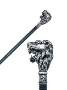 1pc Two-Color Lion Cane Two Sections Detachable Retro Civilized Stick Fashionable And Elegant High-End British Gentleman Walking Stick Suitable For Daily Holiday Gifts Christmas Halloween Role-Playing Stage Performances Halloween Accessories