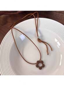 1 件时尚百搭花卉蜡绳项链，适合女士，独特设计颈链，2025 年新品 - 吊墜項鍊 - 查看 7