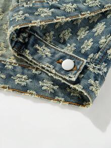 男士复古街头风美式长袖牛仔夹克，小众，秋季款 - 中等水洗藍 - 查看 3