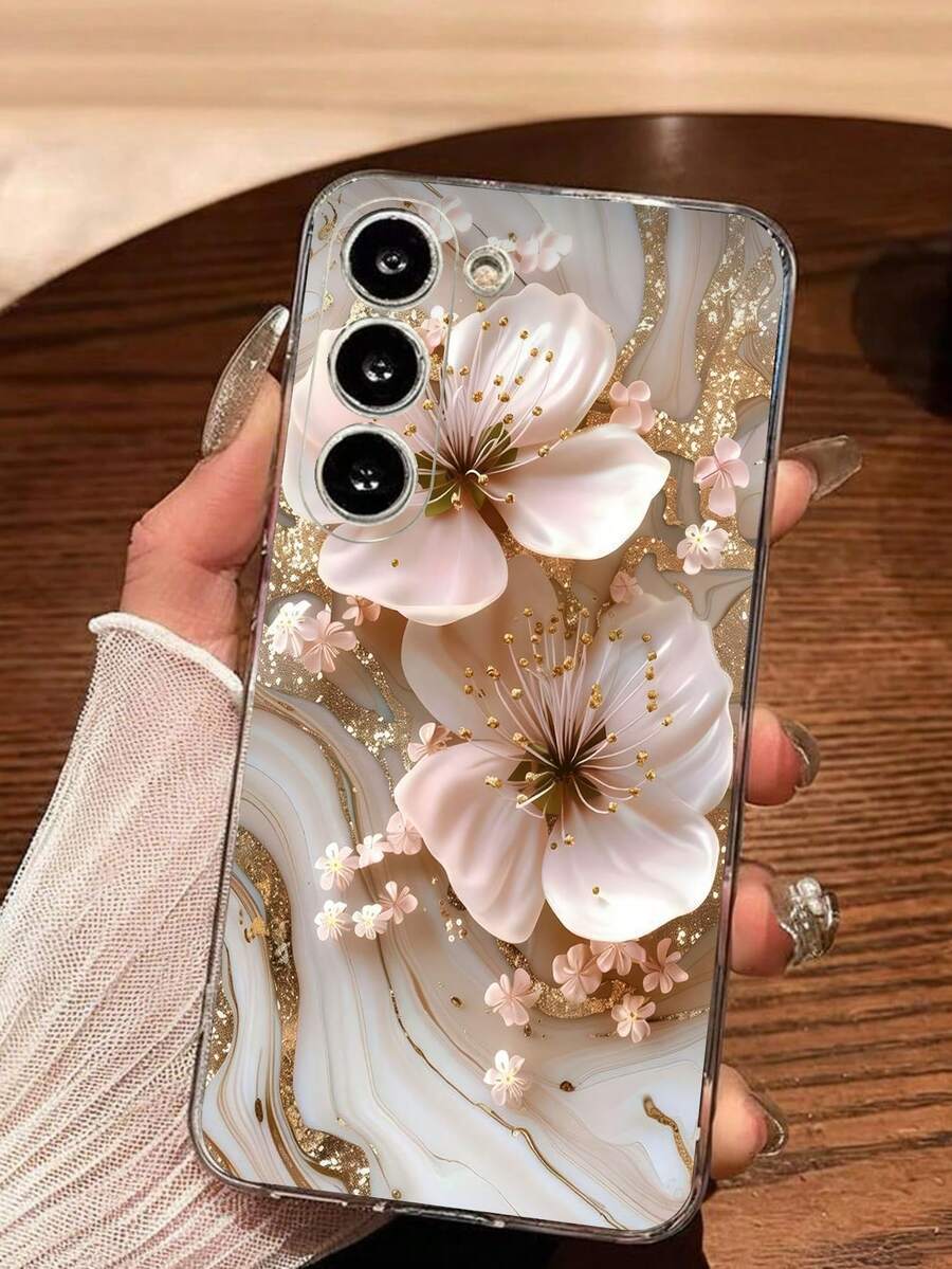 1个桃花石纹透明软壳手机壳,兼容三星Galaxy A04e/12/A13/A14/A34/A50/A52/A53/A54/S21/S22/S23/S24/S25/S25Ultra,防水防震防摔防刮,国际版,非国内版 - 無色 - 查看 1