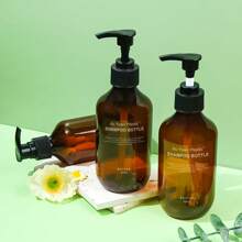 500ml Plastic Refillable Bottles For Cosmetics, Tea Color Shampoo Bottle, Body Wash Bottle, Hand Wash Bottle