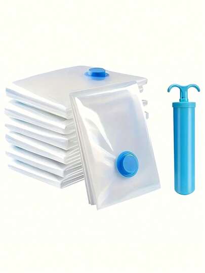 1/3/5件节省空间的真空收纳袋，便携式塑料旅行袋，衣物收纳袋，PET真空收纳袋，简易透明真空压缩收纳袋，适用于家庭衣物、毛毯、衬衫，节省空间的家用收纳袋，适用于宿舍、衣橱、衣柜、卧室、浴室装饰。衣柜整理和收纳衣物收纳袋