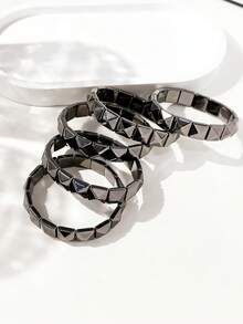 LADYCOCO 5 件朋克风格铆钉手链套装，男女通用黑色个性化铆钉手链套装，适合日常佩戴、派对、音乐节