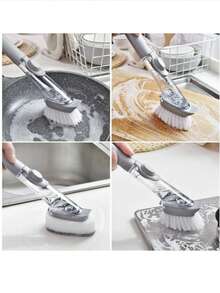 Kitchen Cleaning Tools Long Handle Dish Brush Liquid Soap Dispenser Cleaner Dish Scrubber Brush Dishwashing Sponge Pot Wash Wipe