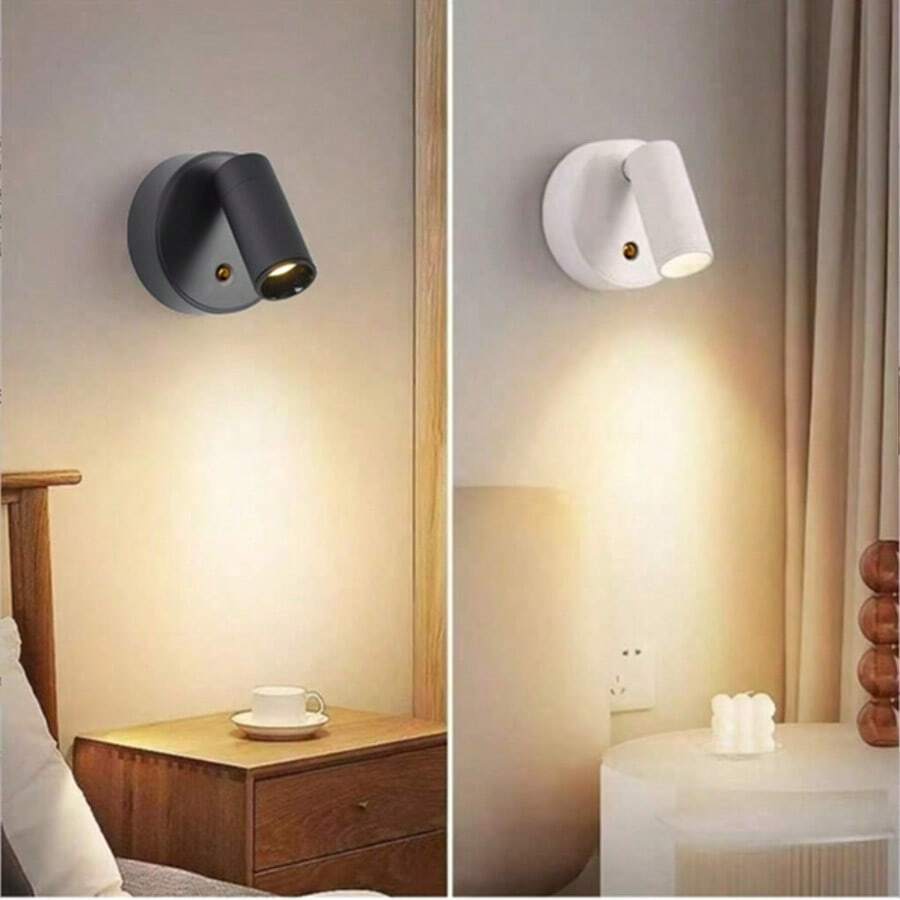 可充电触控无线壁挂灯具由金属制成，3 种可调节颜色，无需接线，适用于客厅装饰 | 卧室入口、房间 | 客厅和办公室 - 多色 - 查看 1