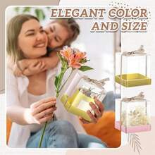 20pcs/Pack Elegant Transparent Gift Boxes - Stackable Clear Cube Boxes With Kraft Paper Bottom Tray And Jute Rope Decor - Suitable For Weddings, Birthdays, Baby Showers - Candle Decoration Boxes - Jewelry Display Boxes - Favor Packaging - Multicolor - View 6
