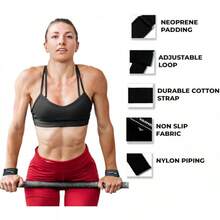 Lifting Straps Weightlifting, Bodybuilding, Powerlifting, Strength Training, & Deadlifts - Padded Neoprene 21 Inch Cotton Lifting Wrist Straps, Gym Wrist Straps Weight Lifting - màu đen - Xem 3