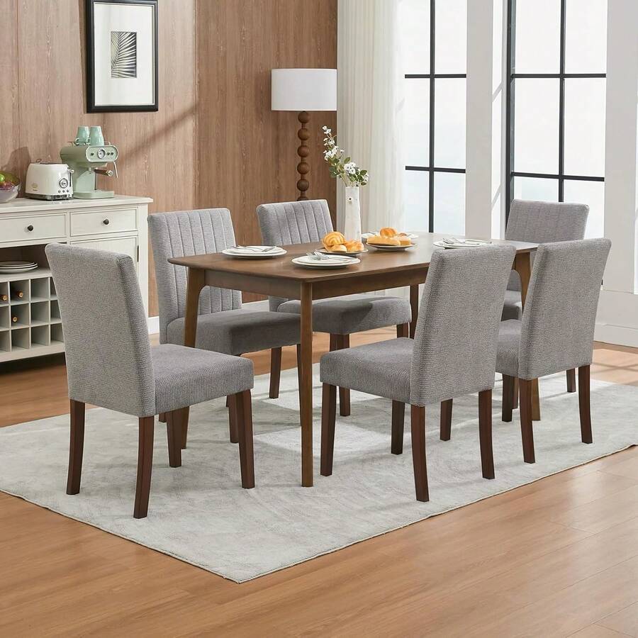 Fulvari Dining Chairs Set Of 4/6 - Upholstered Tufted Parsons Chairs With Wood Legs, Padded Seat Kitchen & Living Room Accent Chairs (Velvet Fabric) - Xám - Xem 1