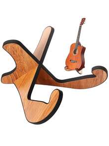 Soporte de guitarra de tipo X de madera universal - Diseño con almohadilla protectora de goma suave apto para guitarra original/eléctrica/bajo/ukelele/violín (Soporte portátil para múltiples instrumentos)