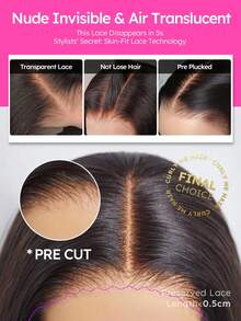 无需胶水即可佩戴的6x4透明蕾丝假发，栗棕色直发，层次剪裁，180%密度，16-24英寸，预先拔毛和修剪，100%真人发丝，自然发际线，新手友好，日常佩戴，夏季穿搭，度假节日，Y2K时尚 - S30 - 查看 6