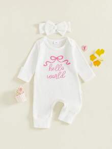 Nebworn Baby Girl Waffle Knit Romper Long Sleeve Ruffle   Fall Winter Clothes Coming Going Home Outfit - 白色 - 查看 1