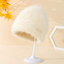 1頂女款柔軟舒適的純色針織帽子,保暖多功能,適用於秋冬休閒