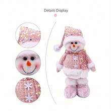 1pc Adjustable Height Charming Pink Snowman, Santa Claus & Reindeer Christmas Decor, Holiday Home & Office Decoration, Christmas Ornament, Window Display Prop, Thanksgiving & Christmas Gift