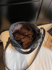 New Arrival Large Capacity Minimalist Casual Tote Bag - Black - View 6