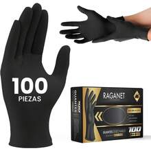 Raganet |   Guantes de Nitrilo Vinil de Alta Calidad Color Negro, Sin Látex, Sin Polvo, Diseño Ambidiestro, Ajuste Perfecto, Desechables y Resistentes Talla Chica - Negro - Ver 9
