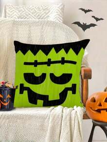 4 Peças Capas de Almofada de Halloween - 45 x 45 cm Capa de Almofada Retro com Expressões de Personagens de Halloween - Capa de Almofada Rústica Colorida de Halloween para Decoração de Casa, Sofá, Presente de Aniversário, Formatura, Decoração de Outono, Decoração de Quarto