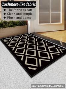 1 件新款北欧奢华几何提花天鹅绒门垫，高端柔软舒适地毯，适用于入口、客厅、卧室、浴室、厨房、洗衣房，可机洗，适合万圣节装饰