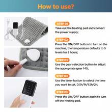 Hailicare 10档多功能加热垫，4种定时选项，双面超柔软法兰绒，可机洗，加热毯，缓解抽筋加热垫 - 英規插(220-240V) - 查看 9