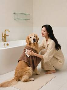 1pc 54*27 Inch Brown Pet Bath Towel, Suitable For Pet Bathing And Drying Hair