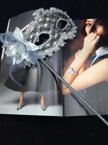 1 件女士多色威尼斯羽毛化妆舞会面罩手持道具，适合节日、派对、联欢会、表演万圣节万圣节配饰 - 彩色 - 查看 5