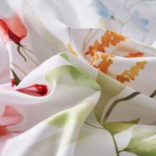 7-Piece Floral Print Fashionable Printed Bed Comforter Set, Queen Size, Soft, Comfortable And Durable Summer Bedding Set, Hotel Room Decor, Holiday Gift, Including 1 Comforter, 1 Flat Sheet, 2 Pillowcases, 2 Pillowshams, 1 Fitted Sheet - 白色 - 查看 10