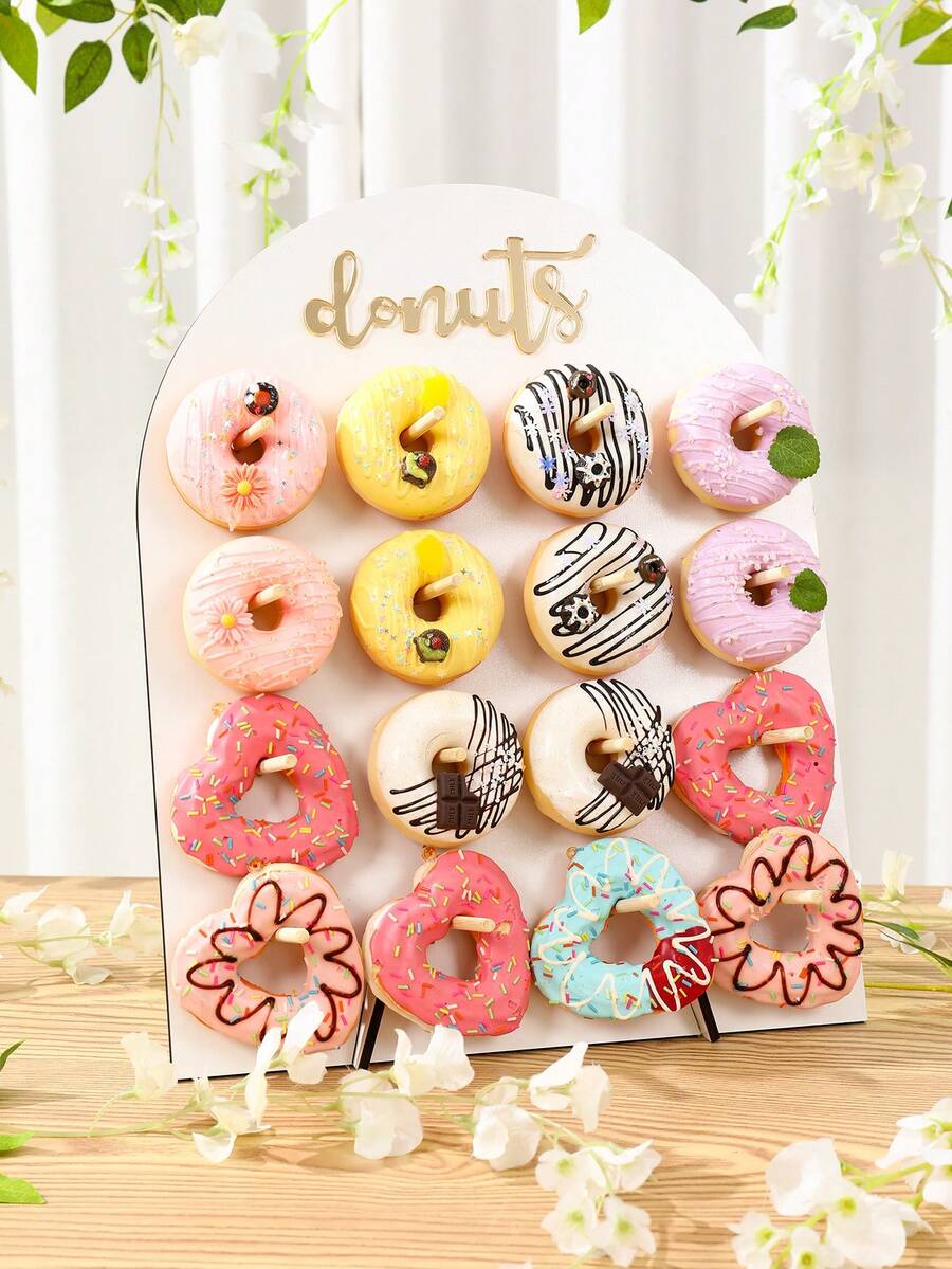 Giá trưng bày bánh donut bằng gỗ 9/16 lỗ, kệ trưng bày bánh donut tại nhà, khay phục vụ đồ ăn tiệc tùng, giá đựng đồ ăn cho sinh nhật, đám cưới, họp mặt gia đình, giá trưng bày bánh donut bằng gỗ, đồ trang trí bánh tráng miệng tự làm, đồ trang trí nhà bếp, giá đựng đồ ăn cho tiệc Lễ Tạ ơn và Giáng sinh, đồ trang trí năm mới 2026, quà tặng sinh nhật, quà lưu niệm tiệc tùng - trắng - Xem 1