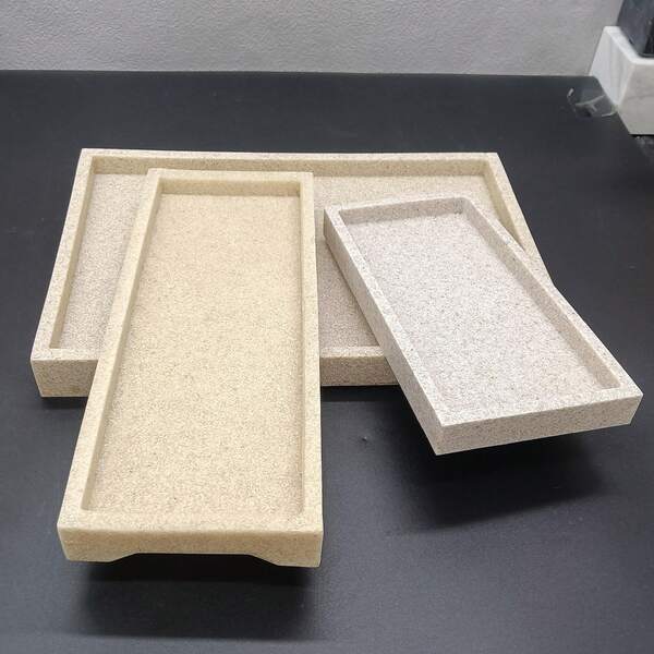 Minimalist Luxury Smooth Sand Stone Bathroom Tray, Suitable For Bathroom Vanity Countertop Decor, Toiletries, Towels, Etc.