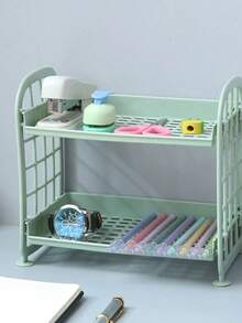 双层镂空浴室厨房台面收纳架，化妆品收纳架，客厅窄缝收纳架