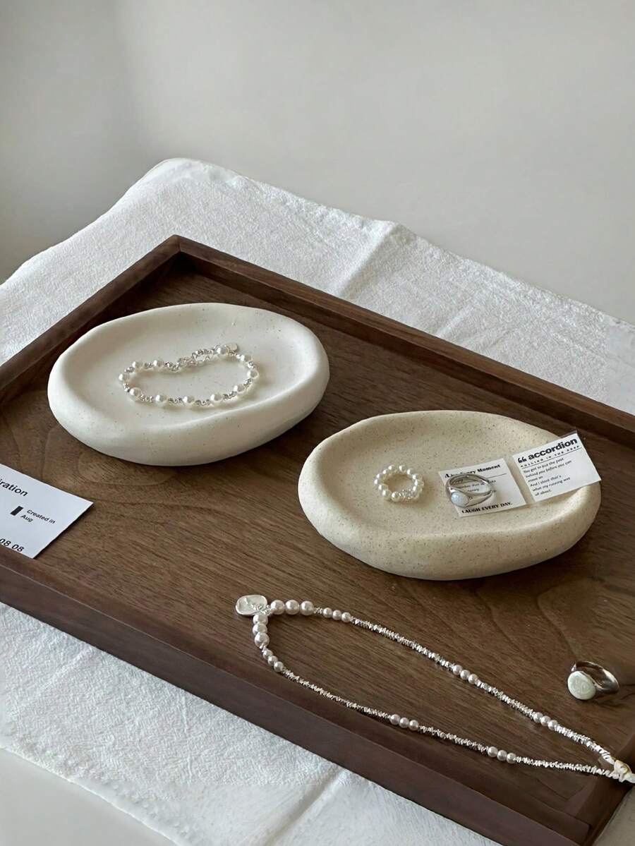 1 khay đựng đồ trang sức bằng gốm sứ cổ điển tinh xảo, đĩa trưng bày đồ trang trí bằng gốm thô sáng tạo, khay đựng hương, hộp đựng đồ trang trí nhà cửa, khay đựng chìa khóa lối vào - Nhiều màu - Xem 1