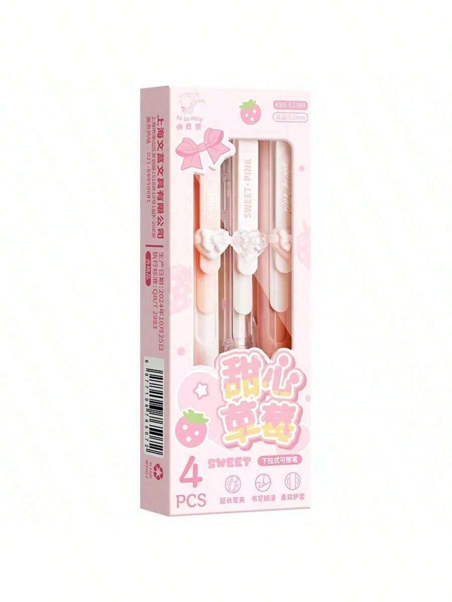 3pcs Hello Kitty & Kuromi Gel Pens With Erasers, 0.5mm Fine Tip, Smooth Writing, Suitable For Home, School And Office - Plastic, Ruled, 14+ Years Old - Ideal For Journaling, Featherless - Mother's Day Gift, Black And Blue Back To School Supplies, Cute School Supplies