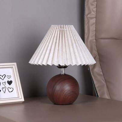 1 件简约床头哺乳夜灯，木纹底座，3 色可调光，内置 LED 光源，亮度可调，褶皱木纹球装饰，极简北欧现代褶皱灯，USB 供电，3 色可调柔光，适用于卧室、餐厅、办公室装饰灯，温馨氛围灯