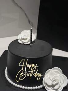 1件/3件/6件精美立体生日蛋糕装饰，完美适用于奢华优雅的蛋糕，打造高档视觉盛宴，这些装饰可以完美融入蛋糕和甜点桌的甜蜜欢乐的视觉享受中。 - 金色 - 查看 4