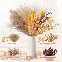 64pcs/Set 17inch Dried Pampas Grass Decor, 64 Stems Pampas Grass Contains Bunny Tails Dried Flowers, Reed Grass Bouquet For Wedding Boho Flowers Home Table Decor, Rustic Farmhouse Party Decorations - 64 cây cỏ Pampas - Xem 5