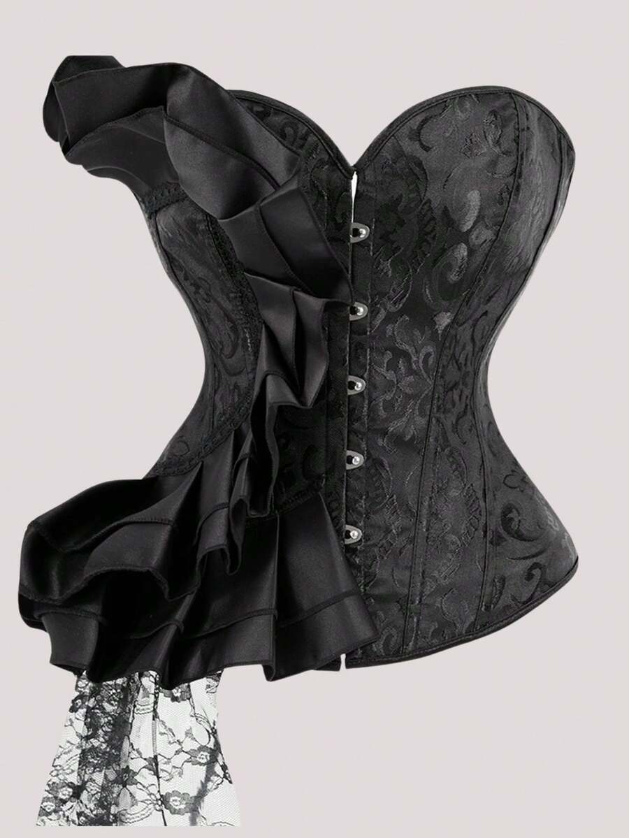 黑色束腰式系带束腰紧身胸衣，时尚，经典百搭，适合外套、派对、约会、购物 - 黑色 - 查看 1