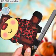 1 Piece Cute Christmas Elk Cow Christmas Tree Wooden Ornament 2D Flat Christmas Decoration Sign Plaque Christmas Desktop Centerpiece Decorations For Living Room Bedroom Office Bar And Dining Holiday Home Decor Ornaments Christmas Gifts - Multicolor - View 4