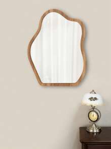 Espejo de pared acrílico minimalista moderno de doble capa - Forma única, diseño elegante, estilo art decó octagonal, adecuado para salas de estar, dormitorios y baños - Regalos para el Día del Padre y el Día de la Madre, actualización de dormitorio | Estilo art decó | Acentos de grano de madera natural, decoración de pared de espejo plano, baño, sala de estar, dormitorio, decoraciones de pared del baño, Navidad, días festivos