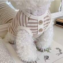 Simple Striped Spring/Summer Puppy Dog Knit Vest Teddy Bichon Bear Small And Medium-Sized Dog Cat Two-Legged Pet Clothes