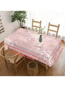 1pc Delicate Cherry Blossom Pattern Tablecloth - Essential For Home Decor, Suitable For Picnic, Camping, Wedding, Birthday Party, Restaurant - Durable Tablecloth For Home And Holiday Decor - Black - View 14