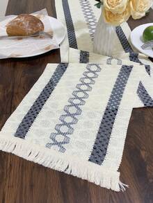 1 pieza Camino de mesa estilo bohemio de macramé para decoración del hogar, Camino de mesa de macramé crema con flecos para decoración de comedor, dormitorio, ducha nupcial rústica, granja, mesa de acción de gracias, Navidad (Múltiples tamaños disponibles) - Gris - Ver 10