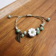 Handmade Green Boho Bracelets For Women, Bohemian Ceramic Beads Bracelets For Friends,  Porcelain Stone Beaded Bracelets For Sisters - Default - View 2