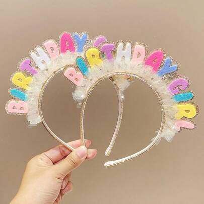 2pcs Girls Birthday Headband - Elegant Pastel Birthday Girl Headband, Lightweight Party Hair Accessory For Teens, Photoshoots, Birthday Parties - Universal Celebration Headband For All Seasons, Sparkling Decoration, Fashionable Hair Accessory, Comfortable Fit, Festive Headpiece For Young Women