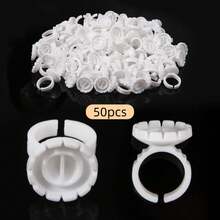 50/100/200pcs Round Eyelash Extension Glue Rings, Eyelash Glue Fixator, Flare Lash Trays, Eyelash Extension Supplies - Multicolor - View 18